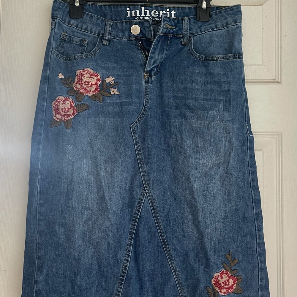 Inherit Rose Denim Skirt